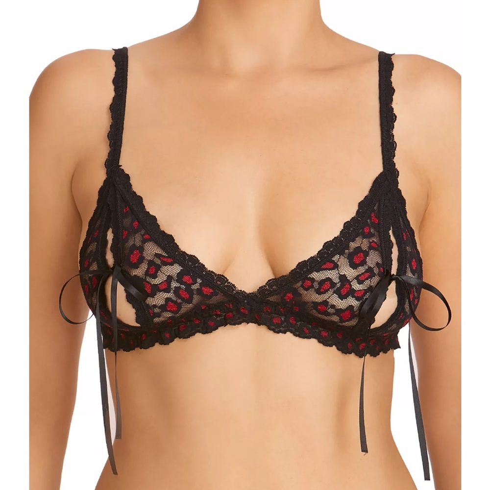 Hanky Panky After Midnight Leopard Cross Dye Stretch Lace Open Cup Bralette